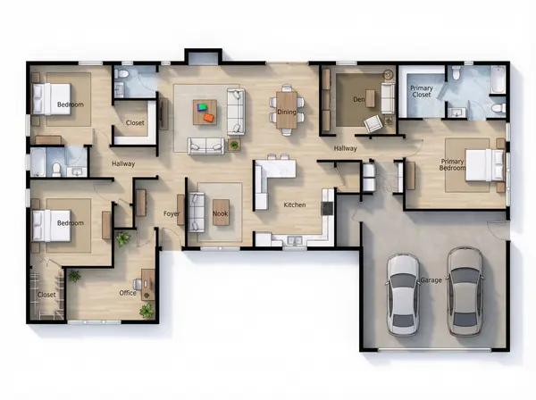 Sleek Industrial 3-Bed floorplan