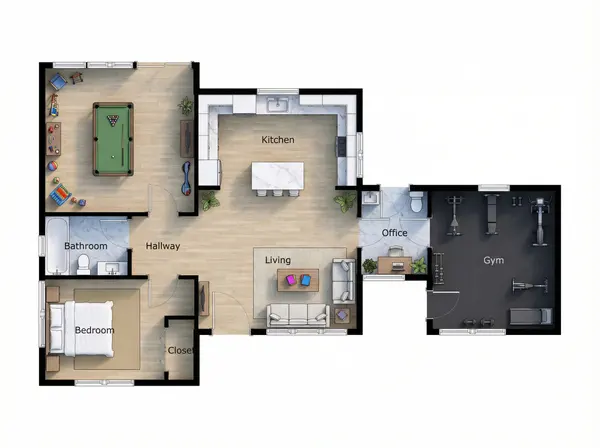 Cozy Earthy 1-Bed Home floorplan
