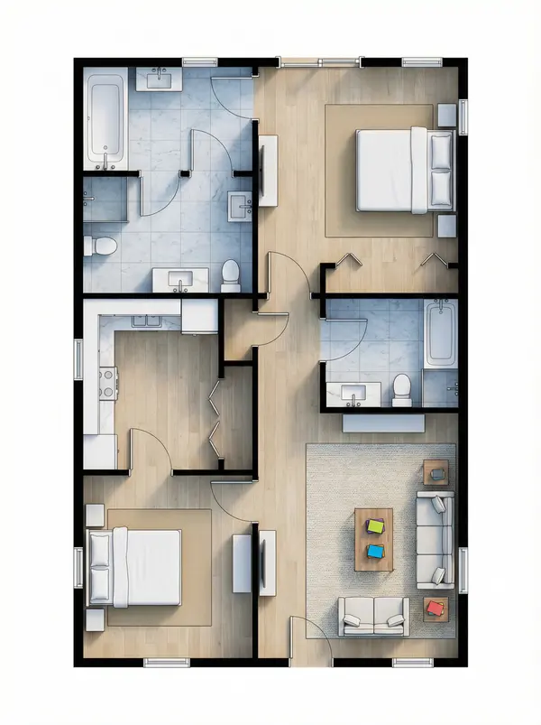 Bright 2-Bed Retreat floorplan