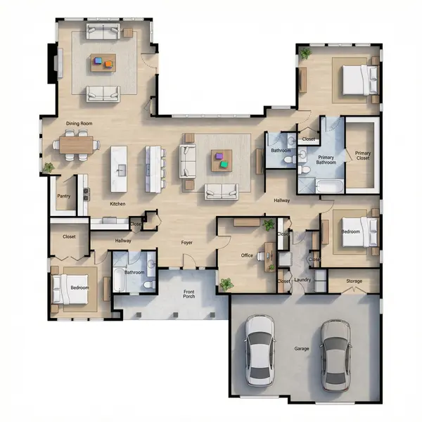 Sprawling 3-Bed Industrial floorplan