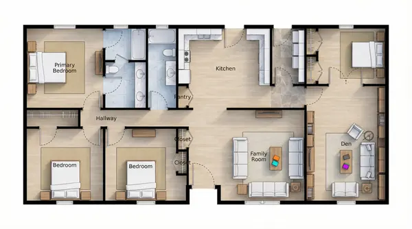 Bright 4-Bed Home floorplan